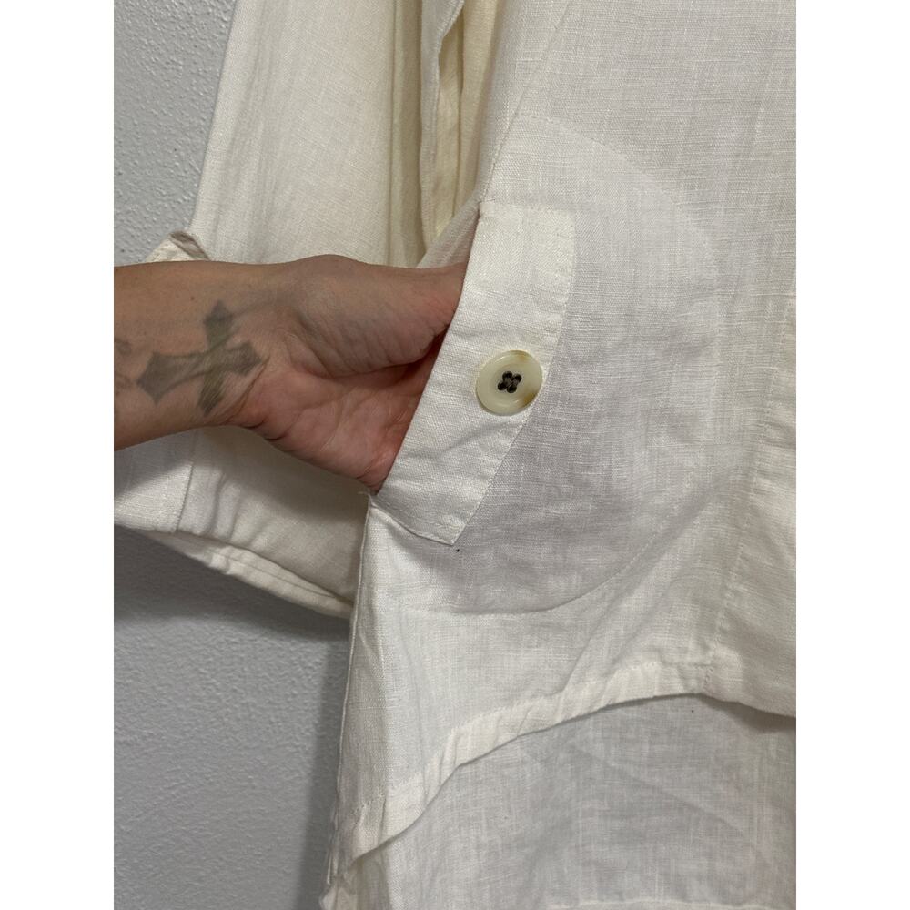 NWT For Cynthia Lagenlook Linen Hooded Shirt Jacket S Cream Luxury Minimalist - Picture 4 of 16